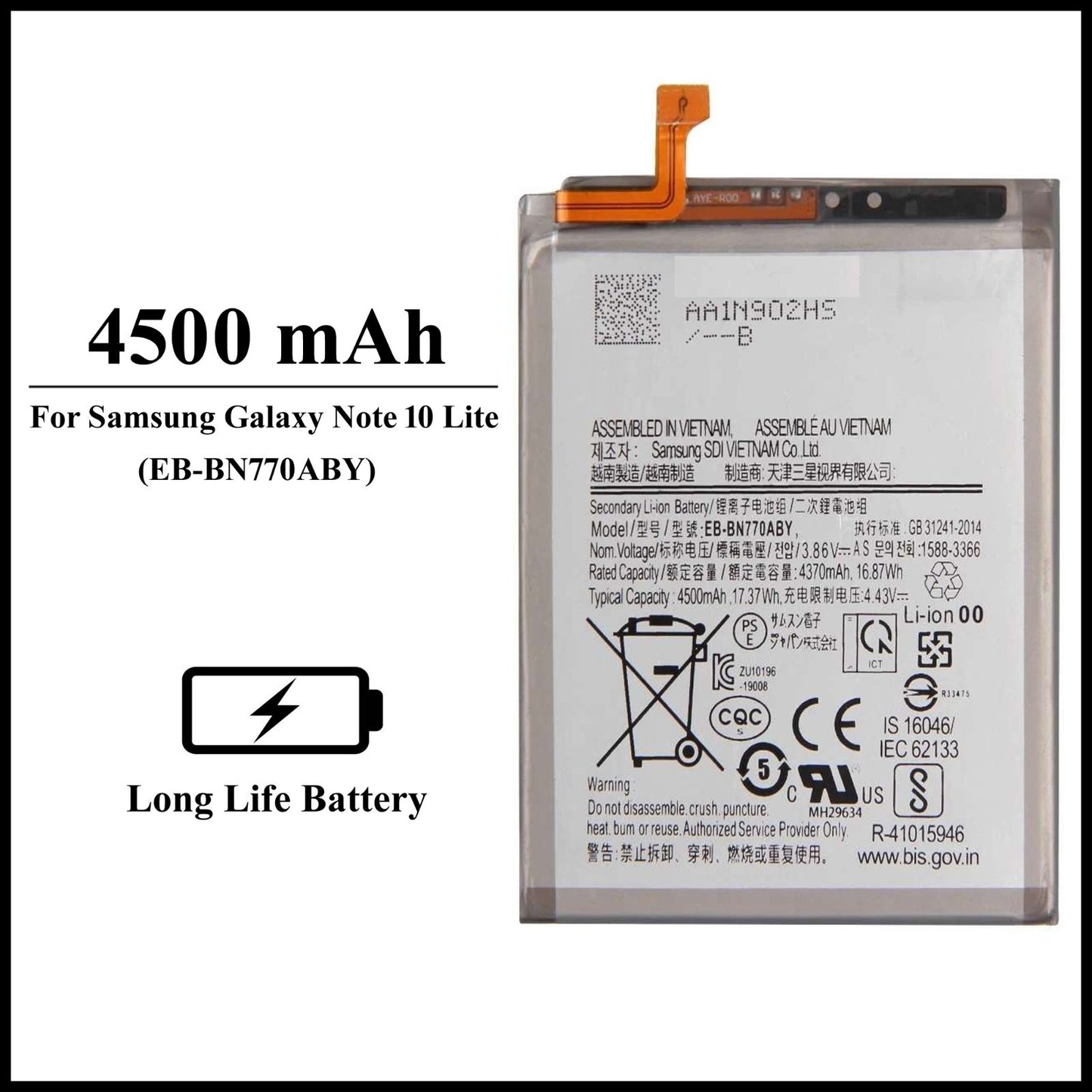 For Samsung Galaxy Note 10 Lite (SM-N770F) 4500mAh+ Internal Replacement Battery