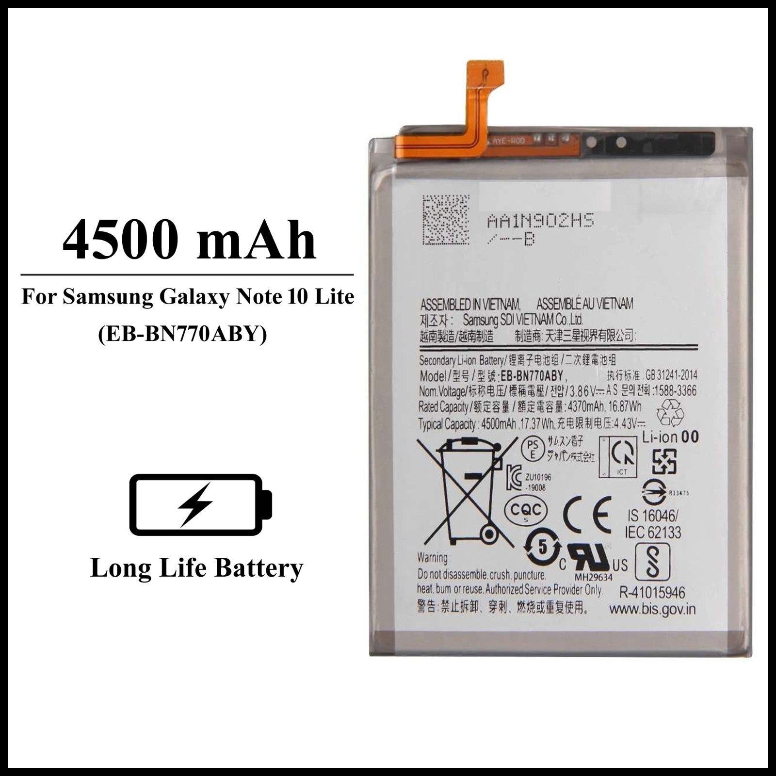 For Samsung Galaxy Note 10 Lite (SM-N770F) 4500mAh+ Internal Replacement Battery