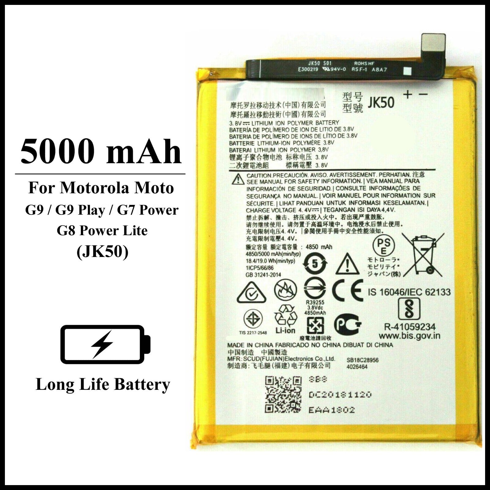 Motorola Moto G9/G9 Play/G7 Power/G8 Power Lite (JK50) 5000mAh+ Internal Battery