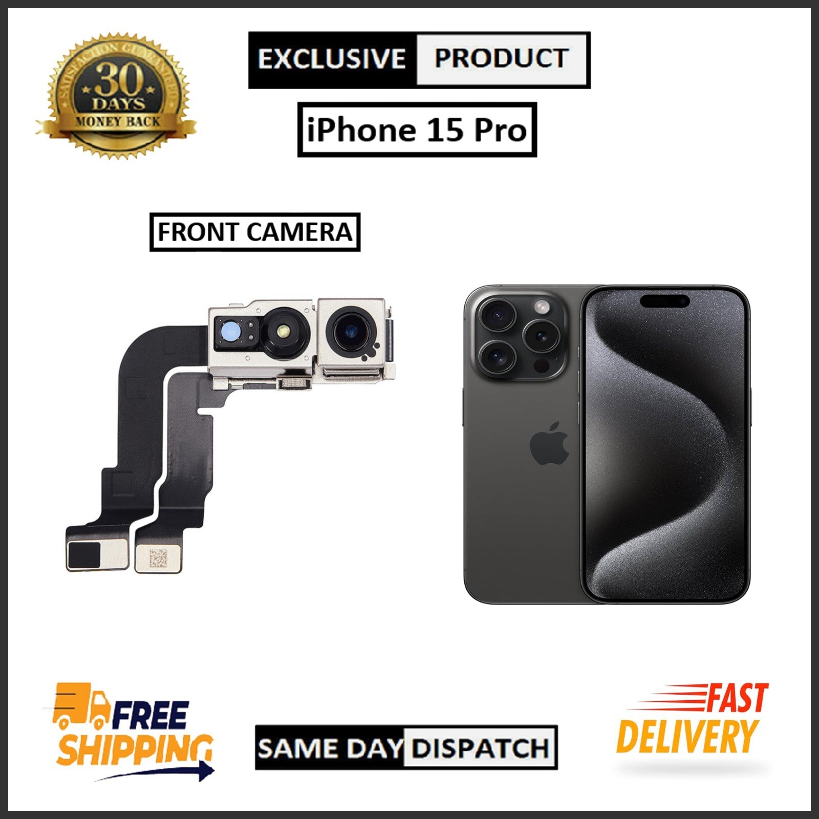For Apple Gen iPhone 15 Pro Front Camera Replacement  With Proximity Sensor