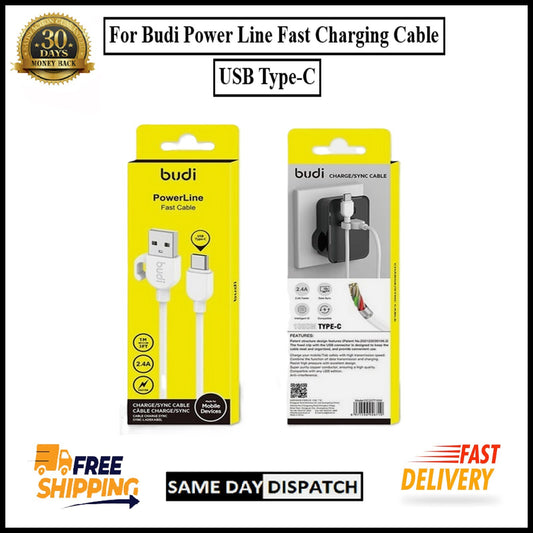 For Budi 1M USB to Type-C Fast Charging Cable 2.4A & 1 Meter