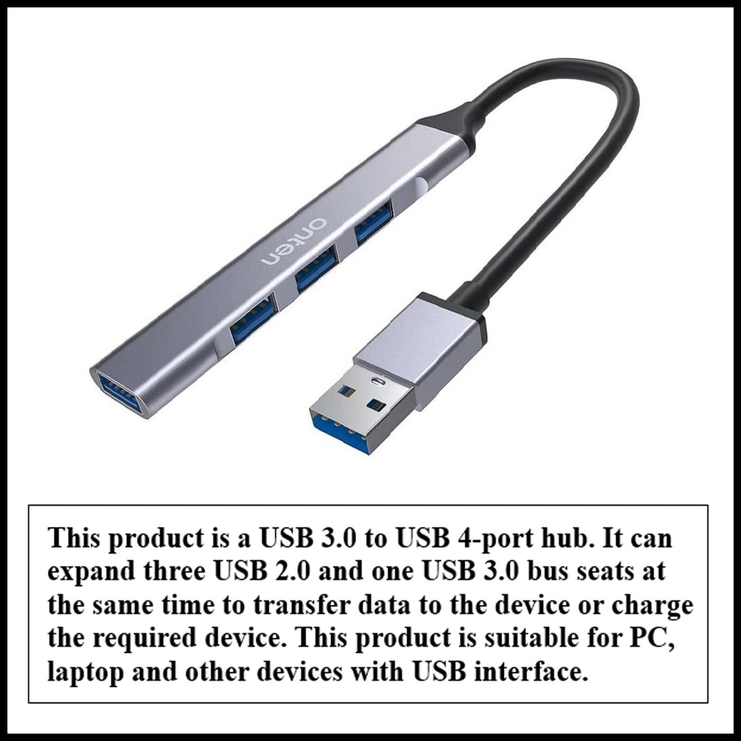 For Onten USB 3.0 to 4 Ports USB Hub High Speed Splitter Adapter