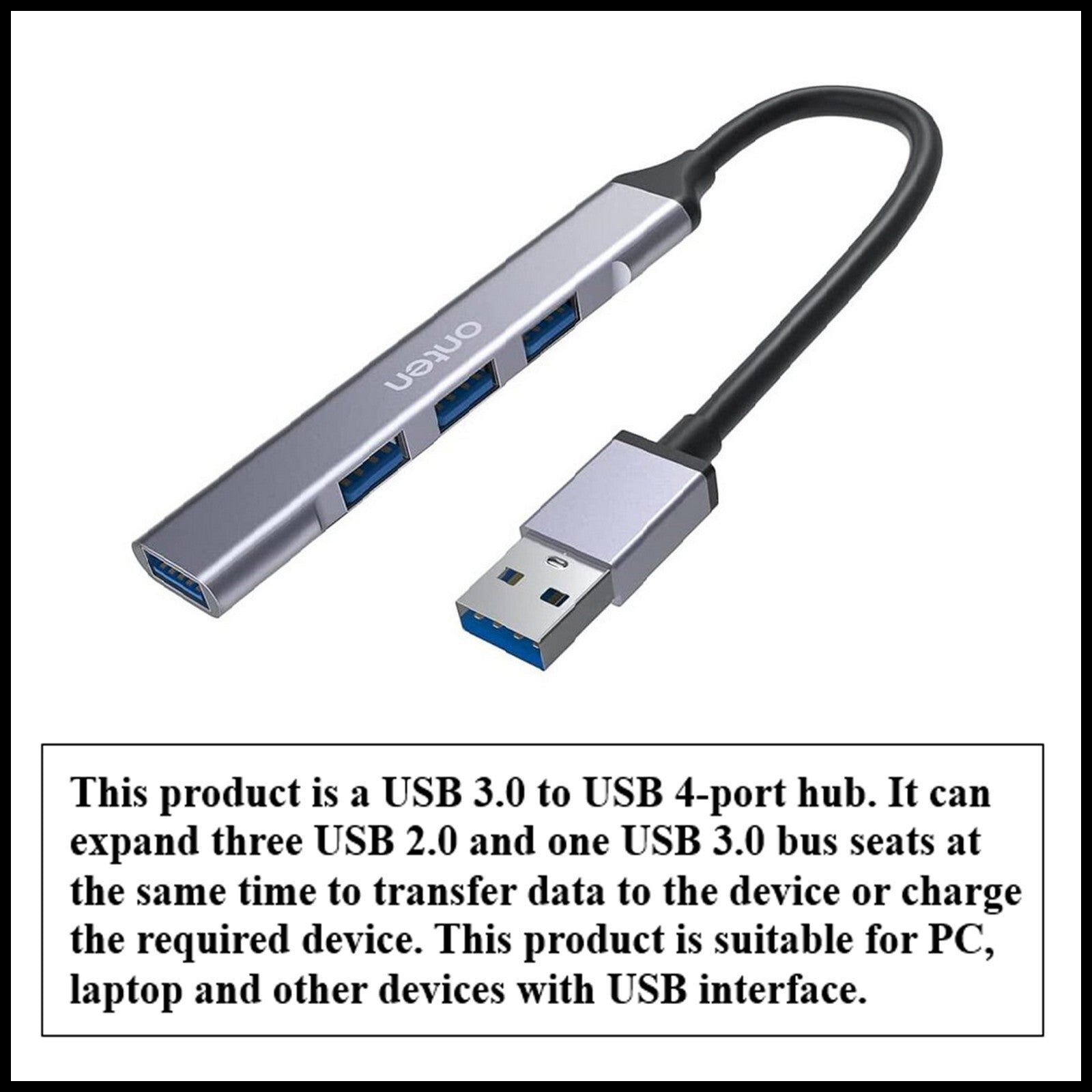 For Onten USB 3.0 to 4 Ports USB Hub High Speed Splitter Adapter