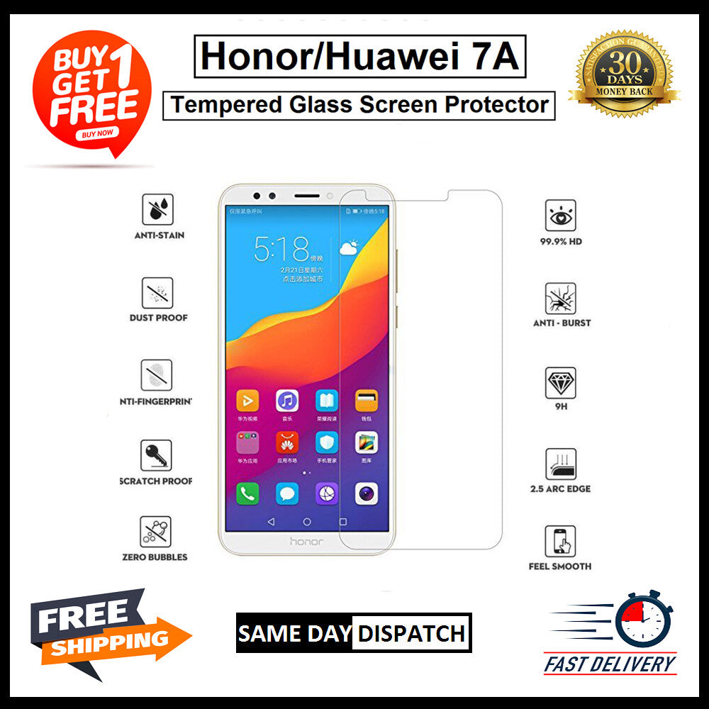 2 Pack Huawei Honor 6X 7X 8X 9X 10 8S 7A / Mate 10 Lite Tempered Glass Protector