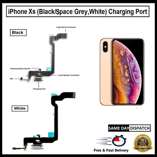 For i Phone Genuine XS Charging Port Flex( Black/Grey/White) With Mic 