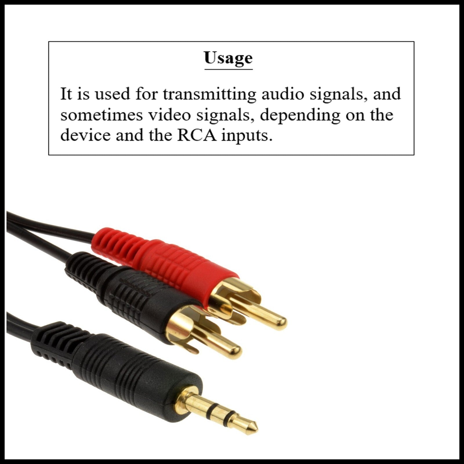 For Daewoo 3.5mm Stereo Jack to 2 X RCA Phono Audio AUX Lead Cable (2m)