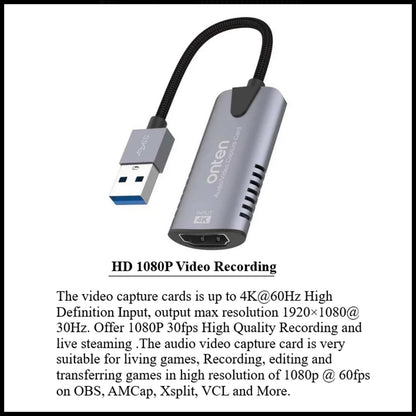 For Onten OTN-US323 USB to Female HDMI Adapter 4k Input 1080p Output