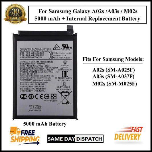 Samsung Galaxy A02s/A03s /M02s/A025F/A037F 5000mAh+ Internal Replacement Battery