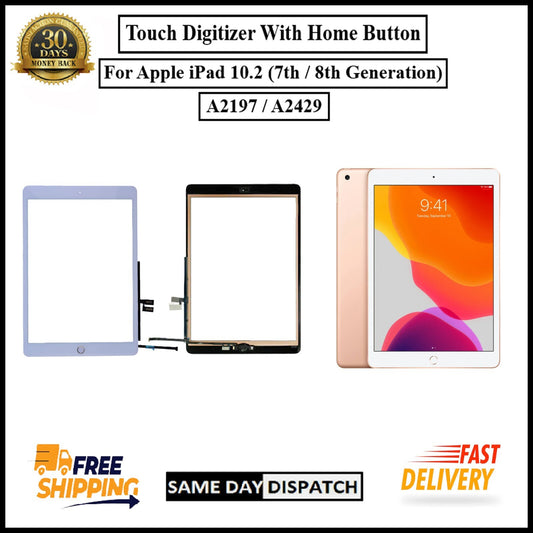 For Apple iPad 10.2  (7th /8th Gen) A2197/A2429 Touch Digitizer With Home Button