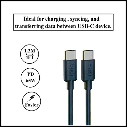 For Budi 1.2M USB Type-C to Type-C Fast Charge Sync Cable
