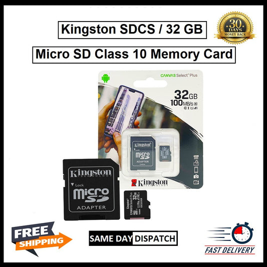 Kingston Micro SD 32gb Memory Card & Adapter & Class 10 & A1