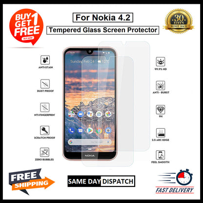 2X For Nokia 2.3/2.4/3.1/3.2/3.4/4.2/5.3/6.2/7.1/7.2/8.1Tempered Glass Protector