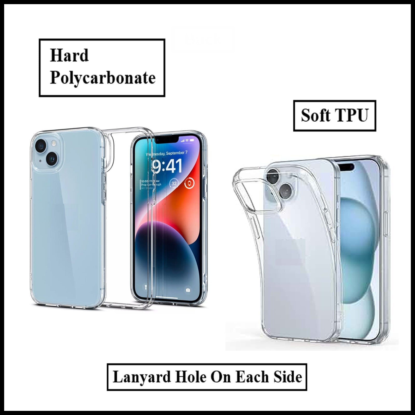 For Apple iPhone 15 Slim Clear Shockproof Gel Phone Cover