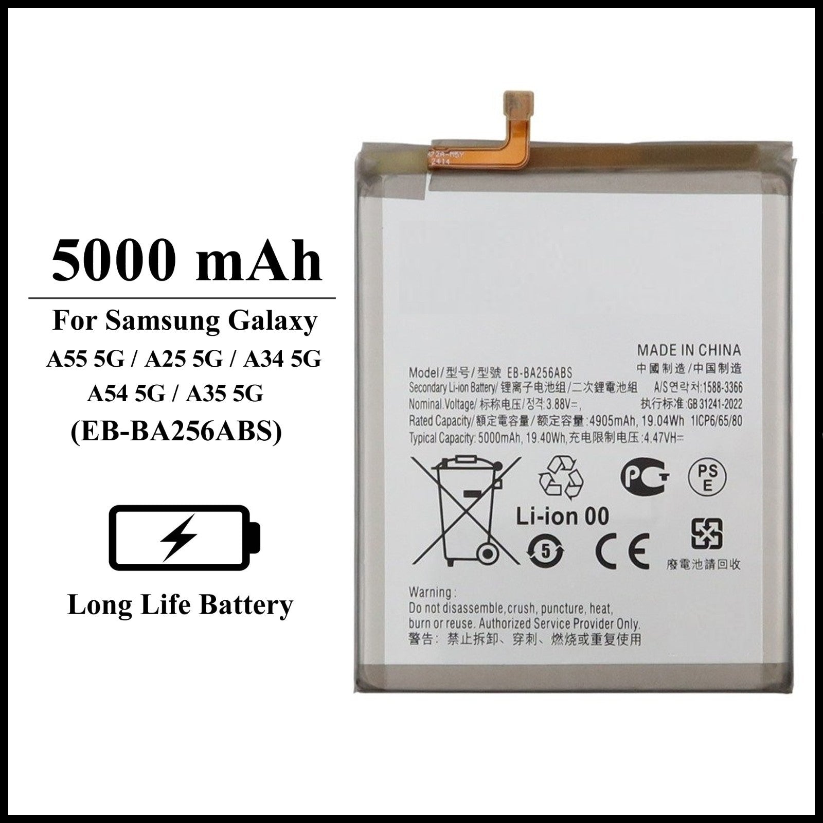 Samsung Galaxy A55/A25/ A34/A54/A35 (5G) / 5000mAh+ Internal Replacement Battery