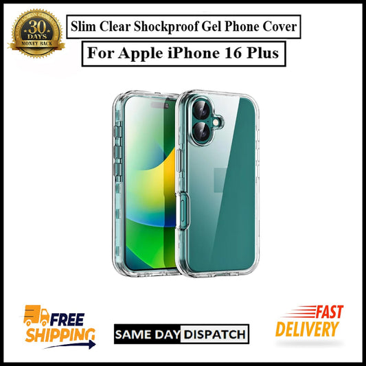 For Apple iPhone 16 Plus Slim Clear Shockproof Gel Phone Cover