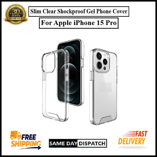 For Apple iPhone 15 Pro Slim Clear Shockproof Gel Phone Cover