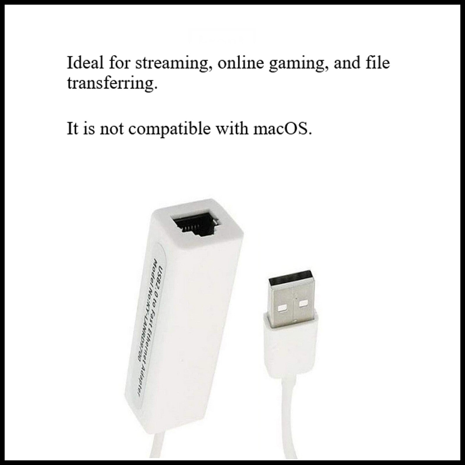 For USB 2.0 to RJ45 High Speed Ethernet Network 10/100Mbps LAN Converter Adapter