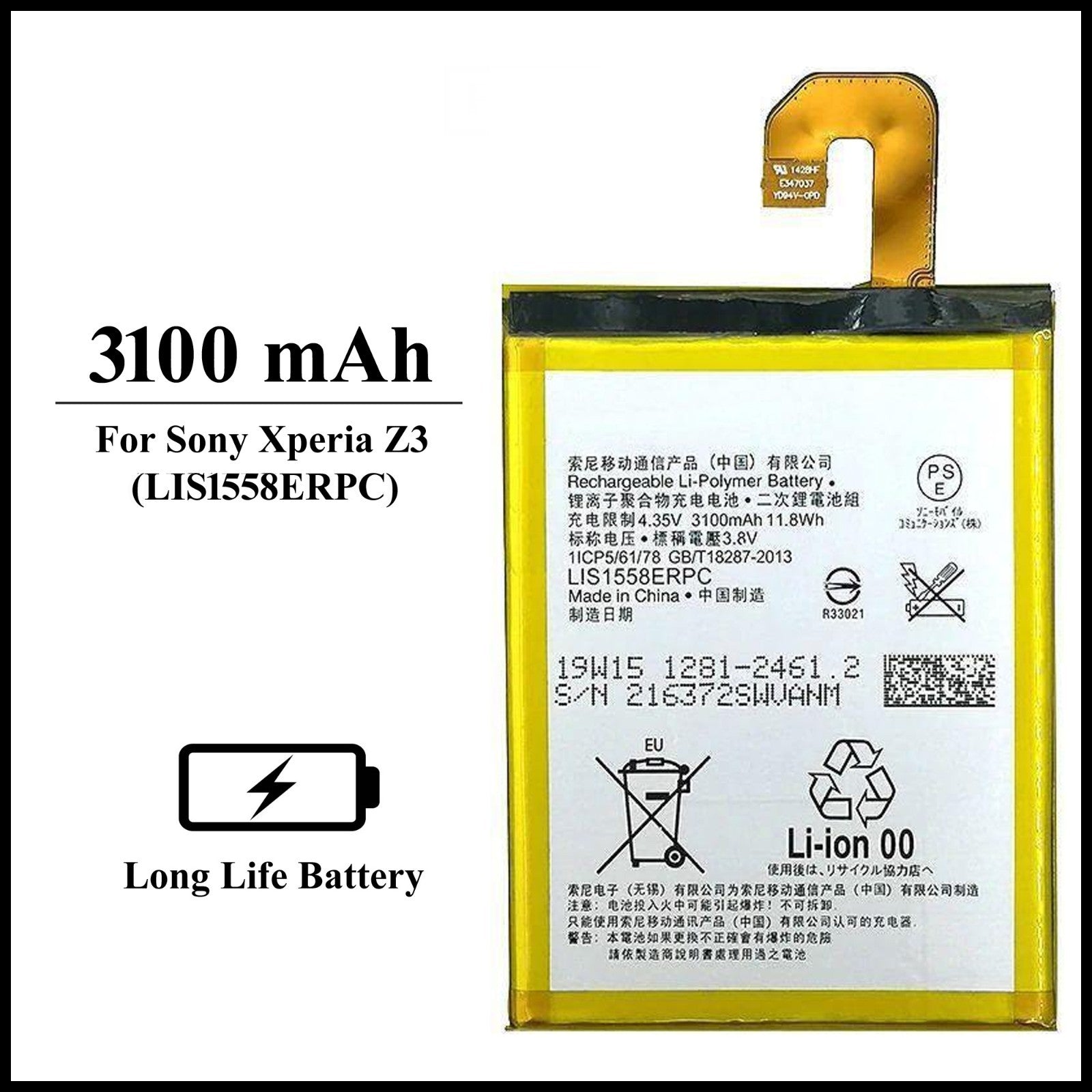 For Sony Xperia Z3 (D6603) LIS1558ERPC 3100mAh+ Internal Replacement Battery