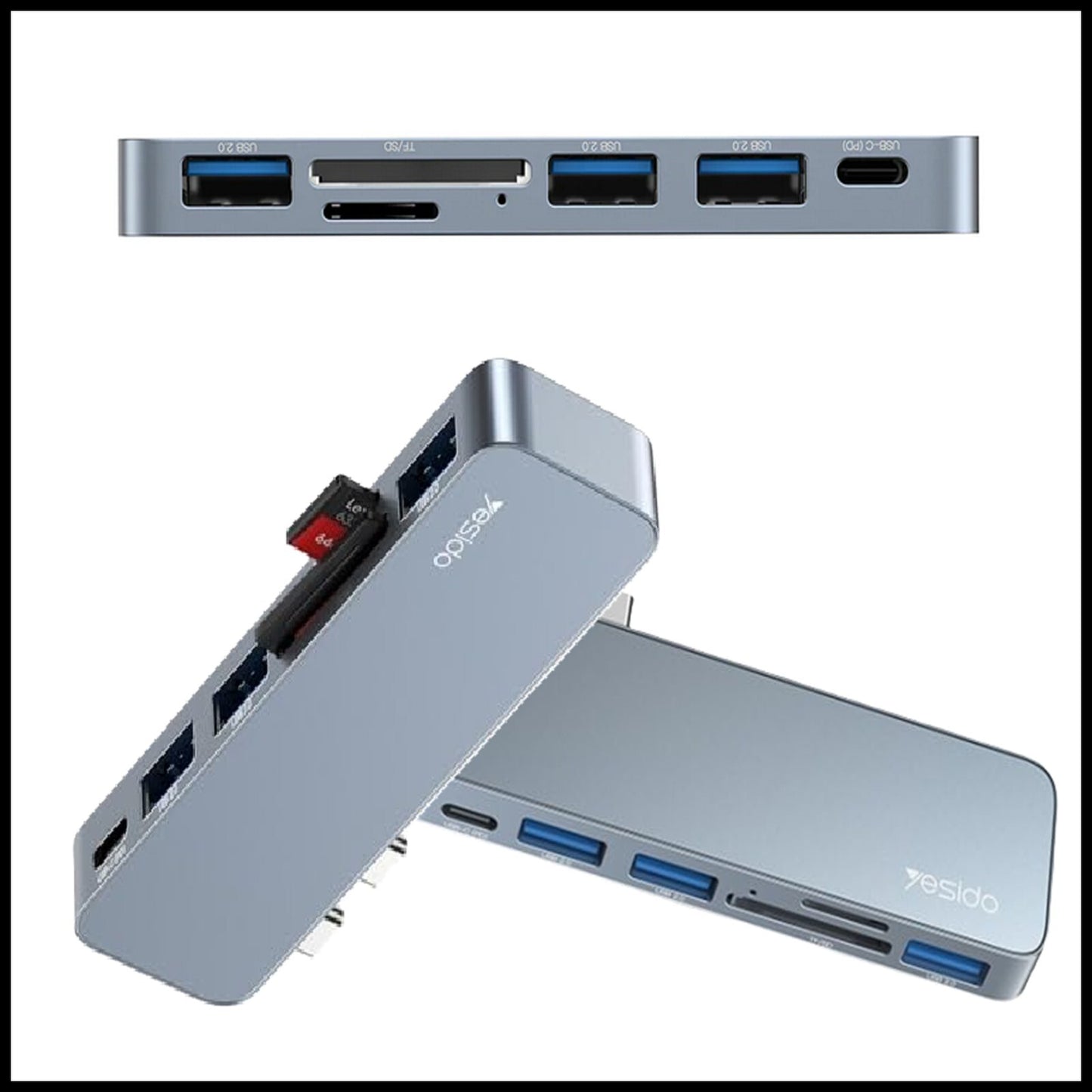 For Yesido HB10 6 in 1 USB-C Type-C Ports Hub Docking Station Adapter