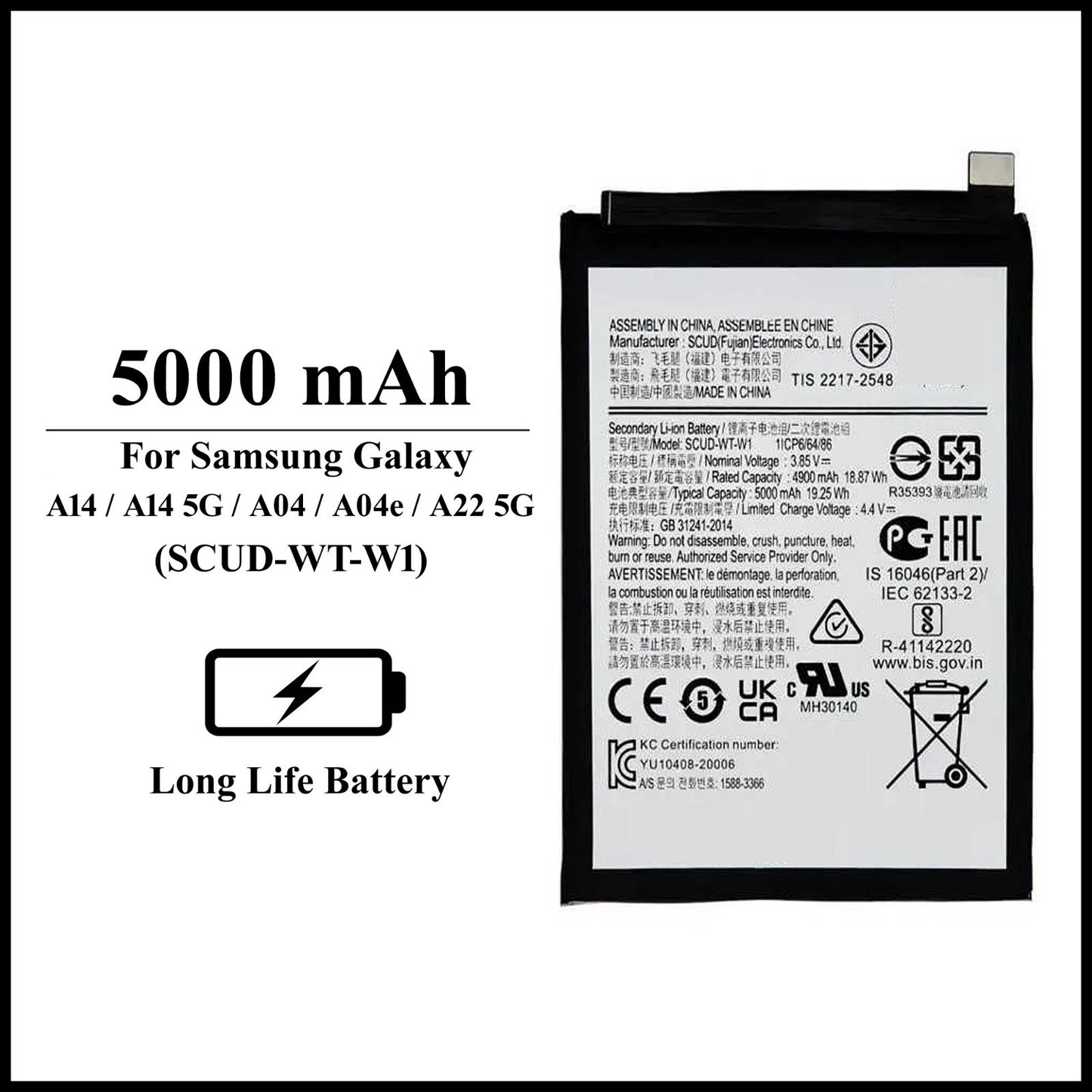Samsung Galaxy A14/A14 5G/A04/A04e/A22 5G 5000mAh+ Internal Replacement Battery