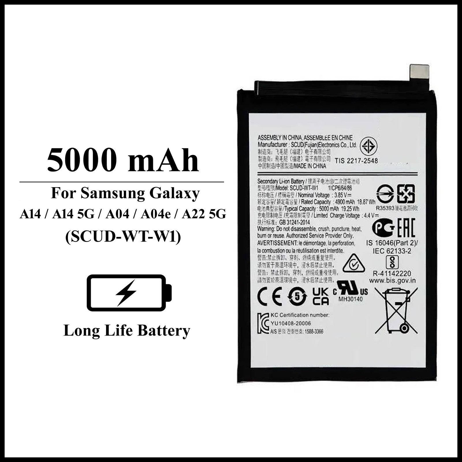 Samsung Galaxy A14/A14 5G/A04/A04e/A22 5G 5000mAh+ Internal Replacement Battery