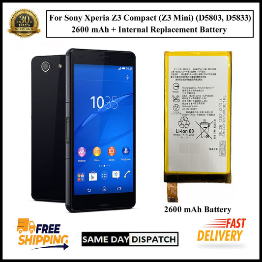 For Sony Xperia Z3 Compact (Z3 Mini) D5803,D5833 (2600mAh) Internal Battery