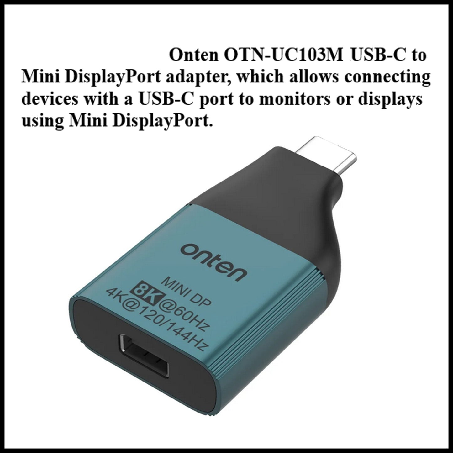 For Onten OTN-UC103M USB-C Male To Mini DP (Display Port) Female Adapter