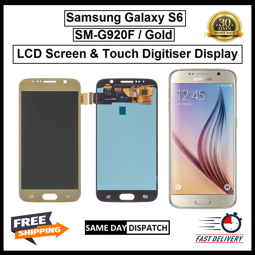For Samsung Galaxy S6 Gold / SM- G920F LCD Display Touch Digitizer Replacement