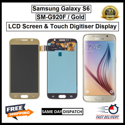 For Samsung Galaxy S6 Gold / SM- G920F LCD Display Touch Digitizer Replacement