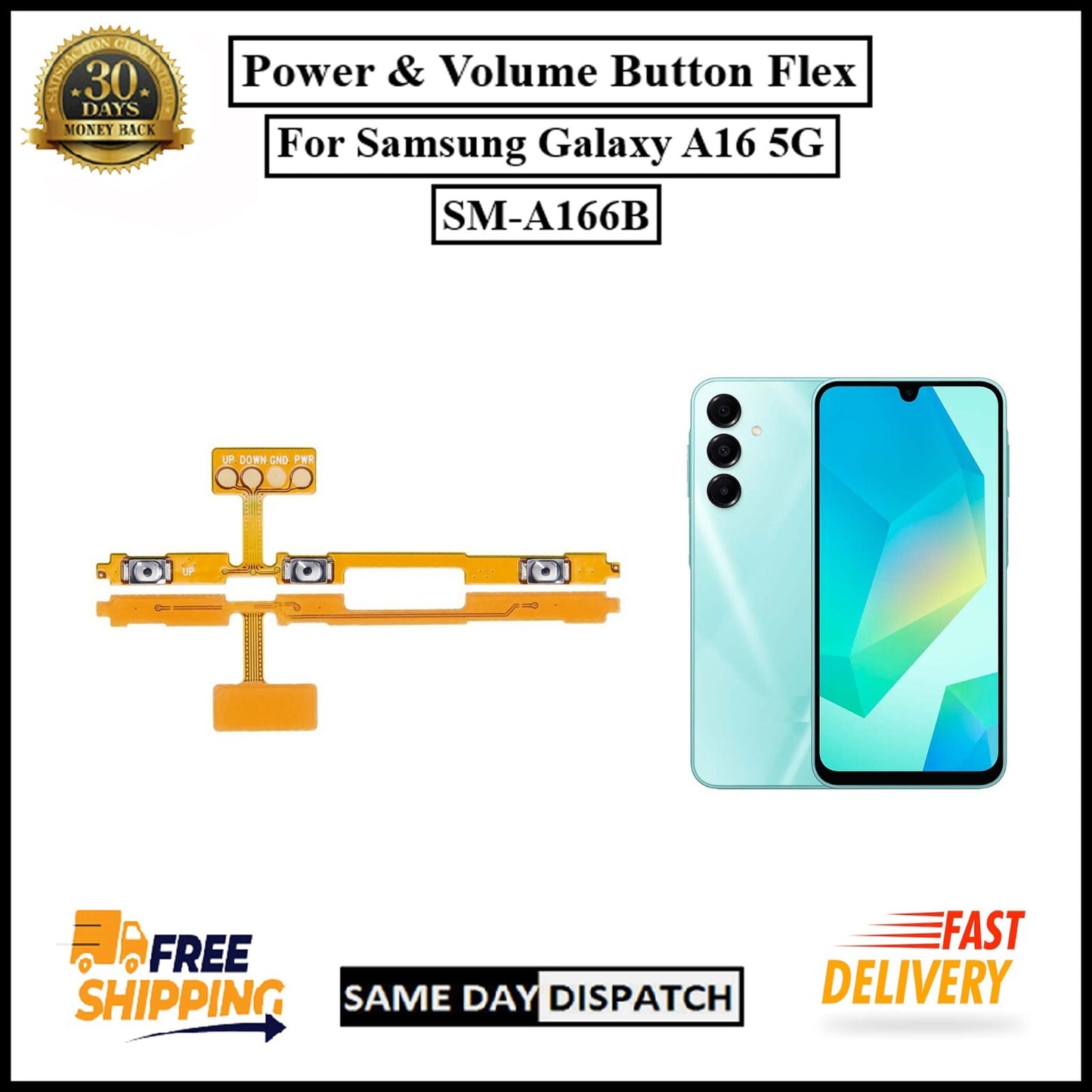 For Samsung Galaxy A16 5G Power Flex Cable & Volume Button Flex Replacement