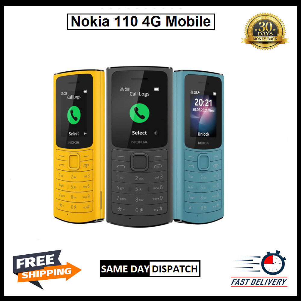 Nokia 110 4G LTE BIG Button & Unlocked ( Dual Sim ) & MP3 Player & FM Radio
