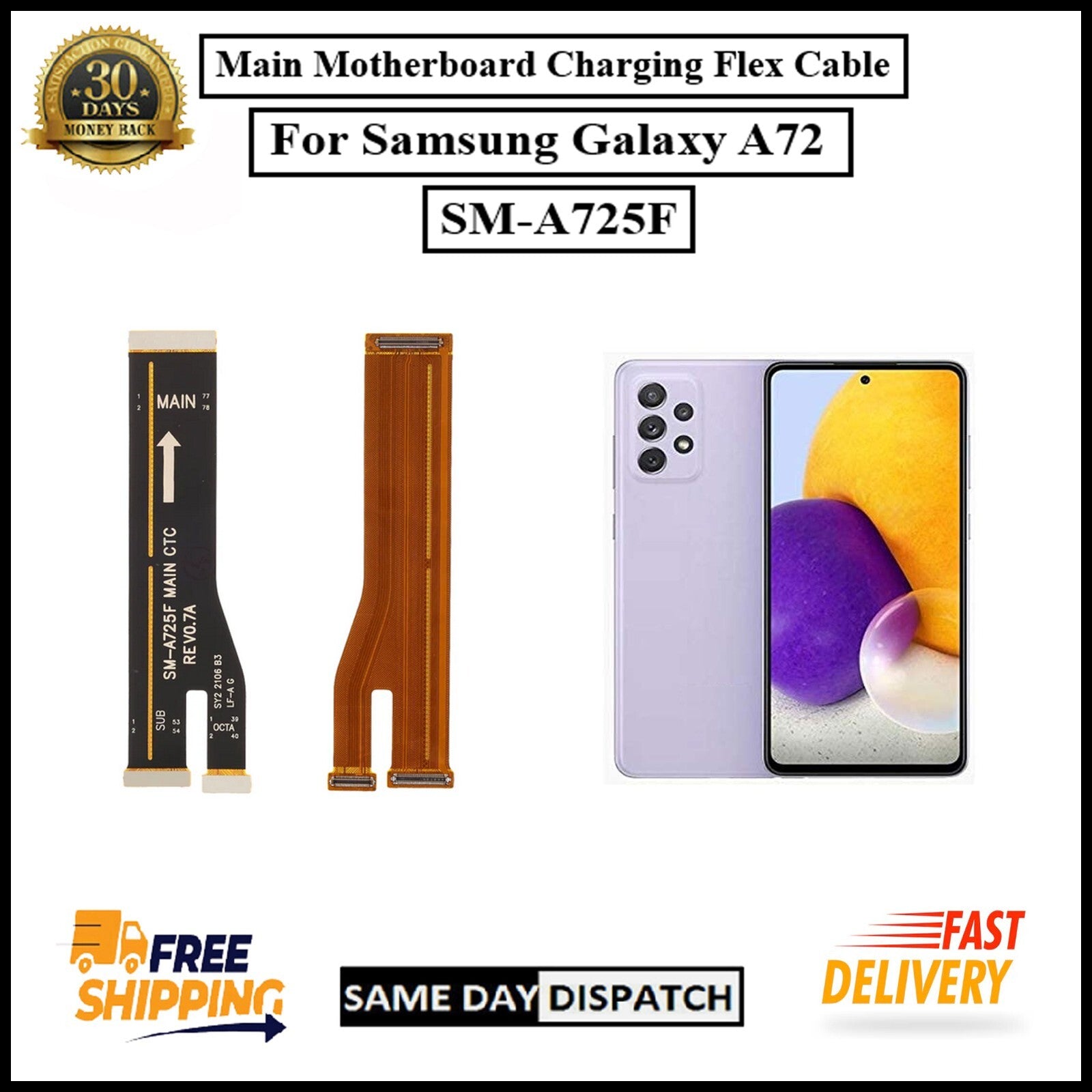For Samsung Galaxy A72/SM-A725F Main Motherboard Charging Flex Cable Replacement