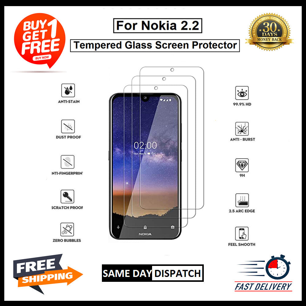 2X For Nokia 2/ 5 /7 Plus /1 Plus / 1.3 /1.4 /2.1 /2.2 Tempered Glass Protector