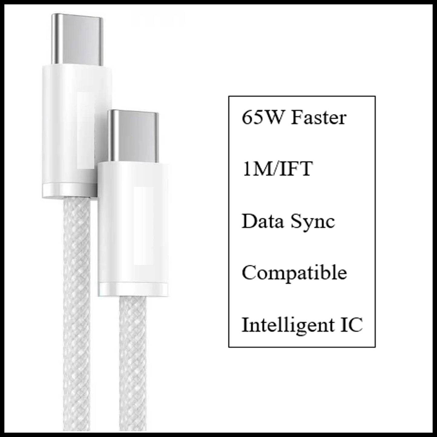 For Budi 65W Type-C to Type-C Braided Fast Charging Cable-1M