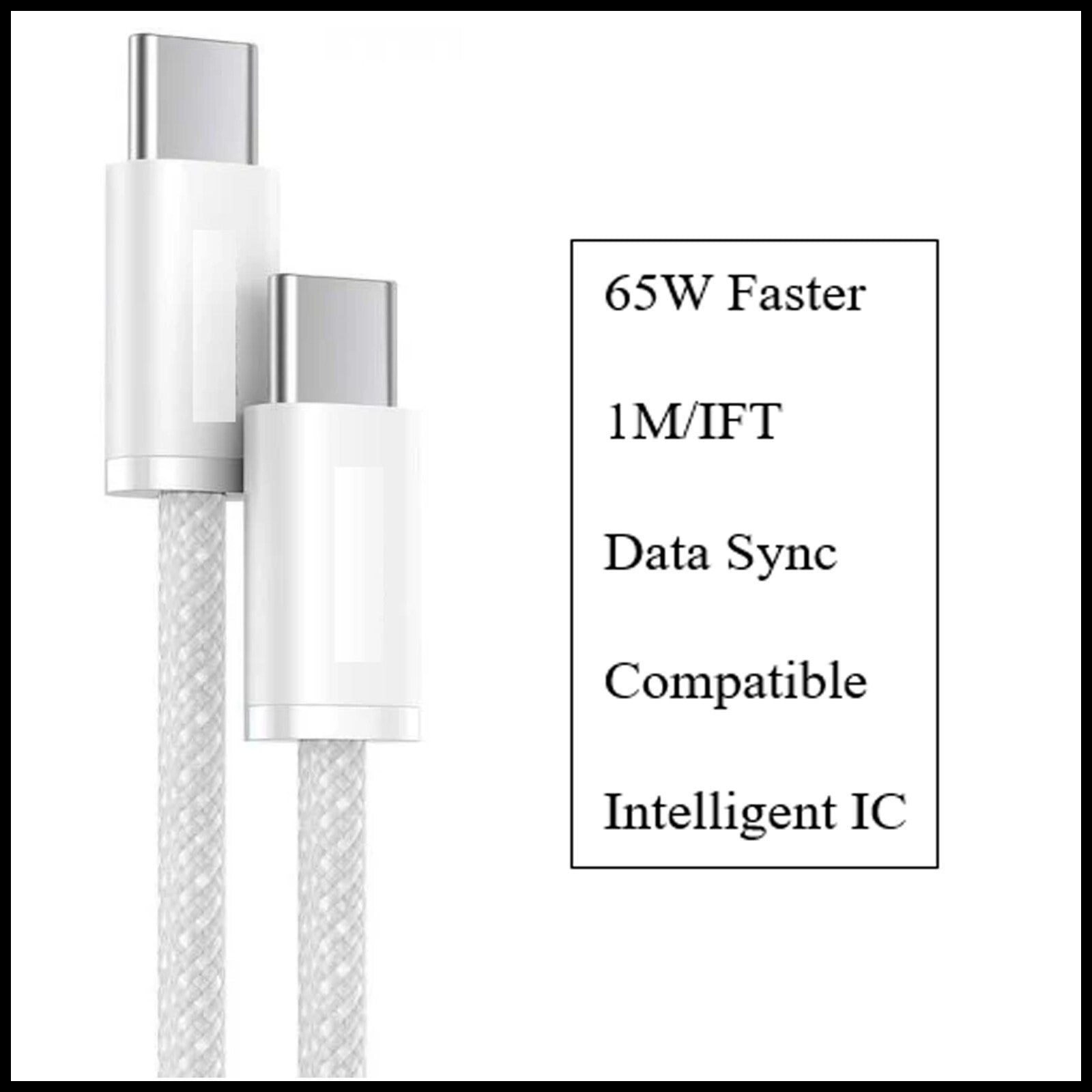 For Budi 65W Type-C to Type-C Braided Fast Charging Cable-1M
