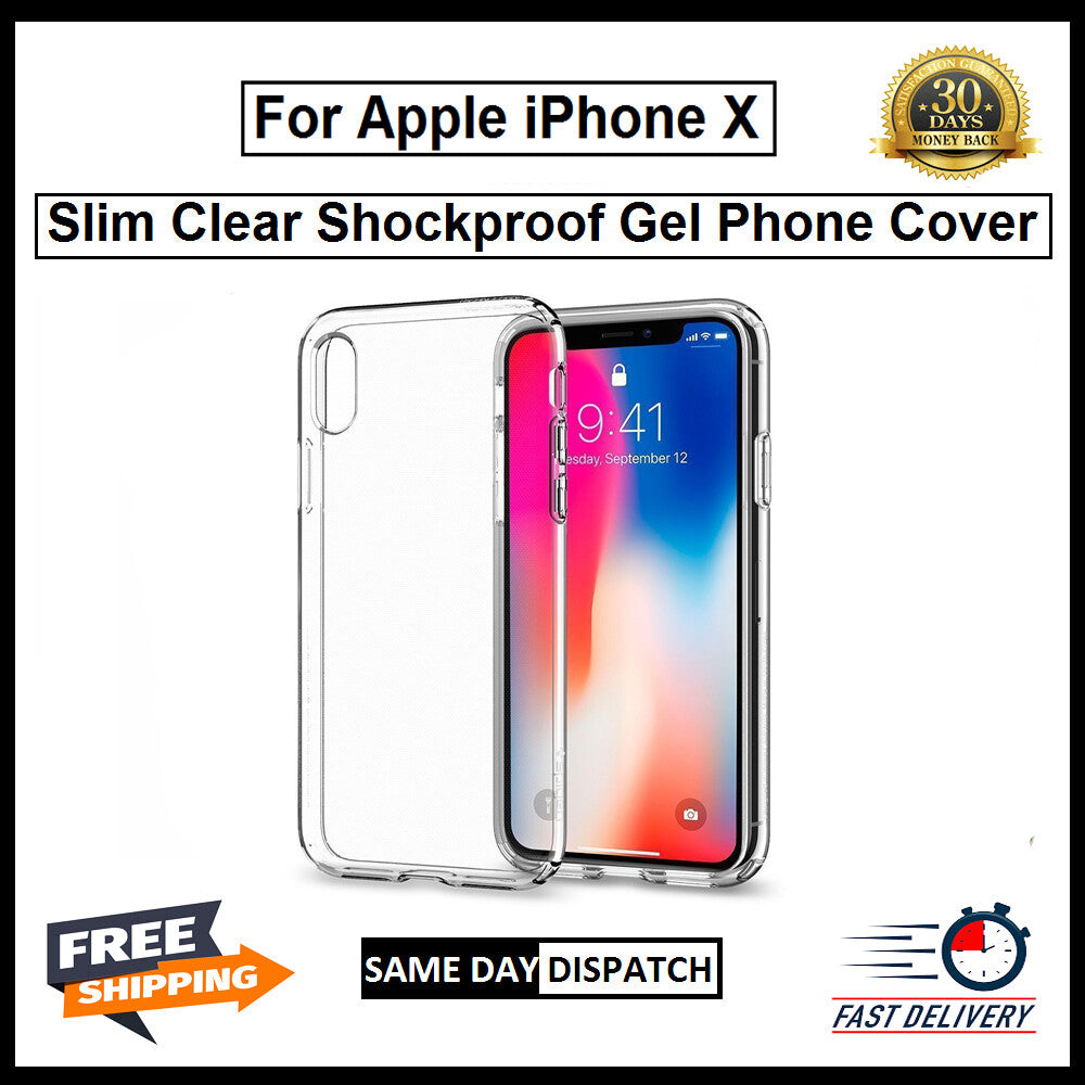 For Apple iPhone X Slim Clear Shockproof Gel Phone Cover