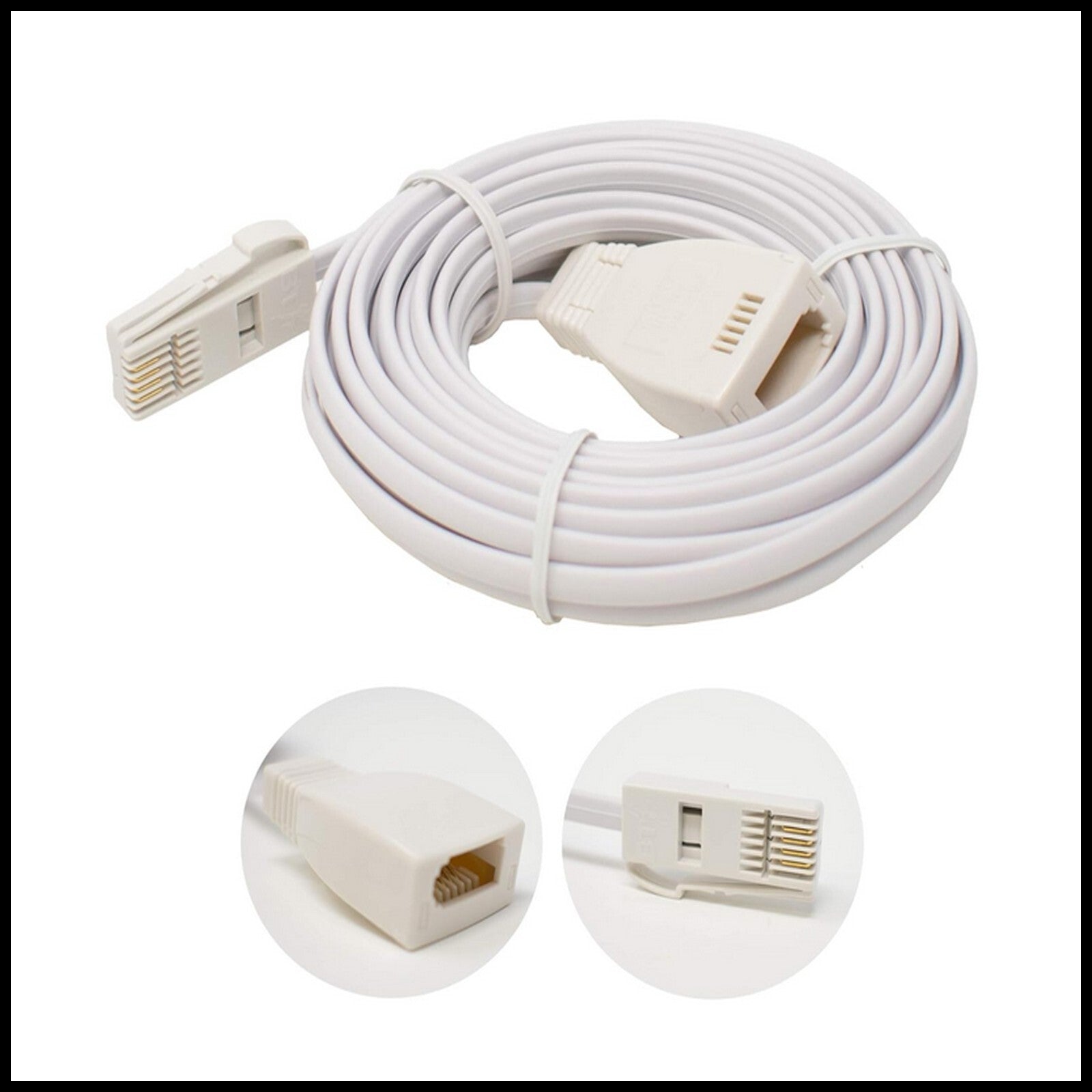 For Daewoo 5m Flat Slimline Telephone Phone Extension Lead Cable