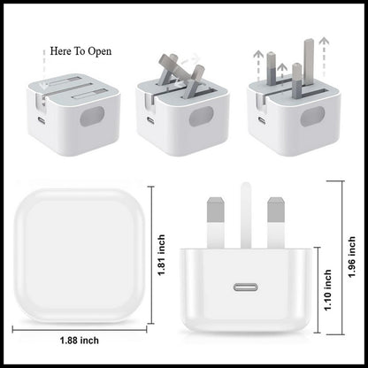 For Dadu 20W USB-C Power Adapter With USB-C to USB-C Fast Charger Cable