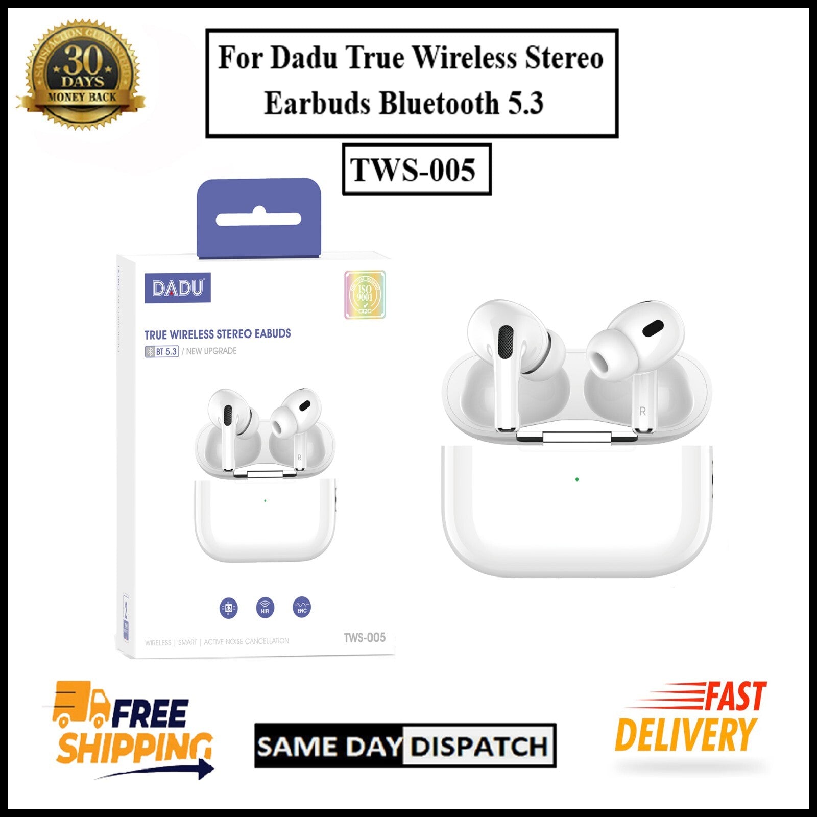 For Dadu True Wireless Earbuds Bluetooth 5.3 Headphones With Charging Case
