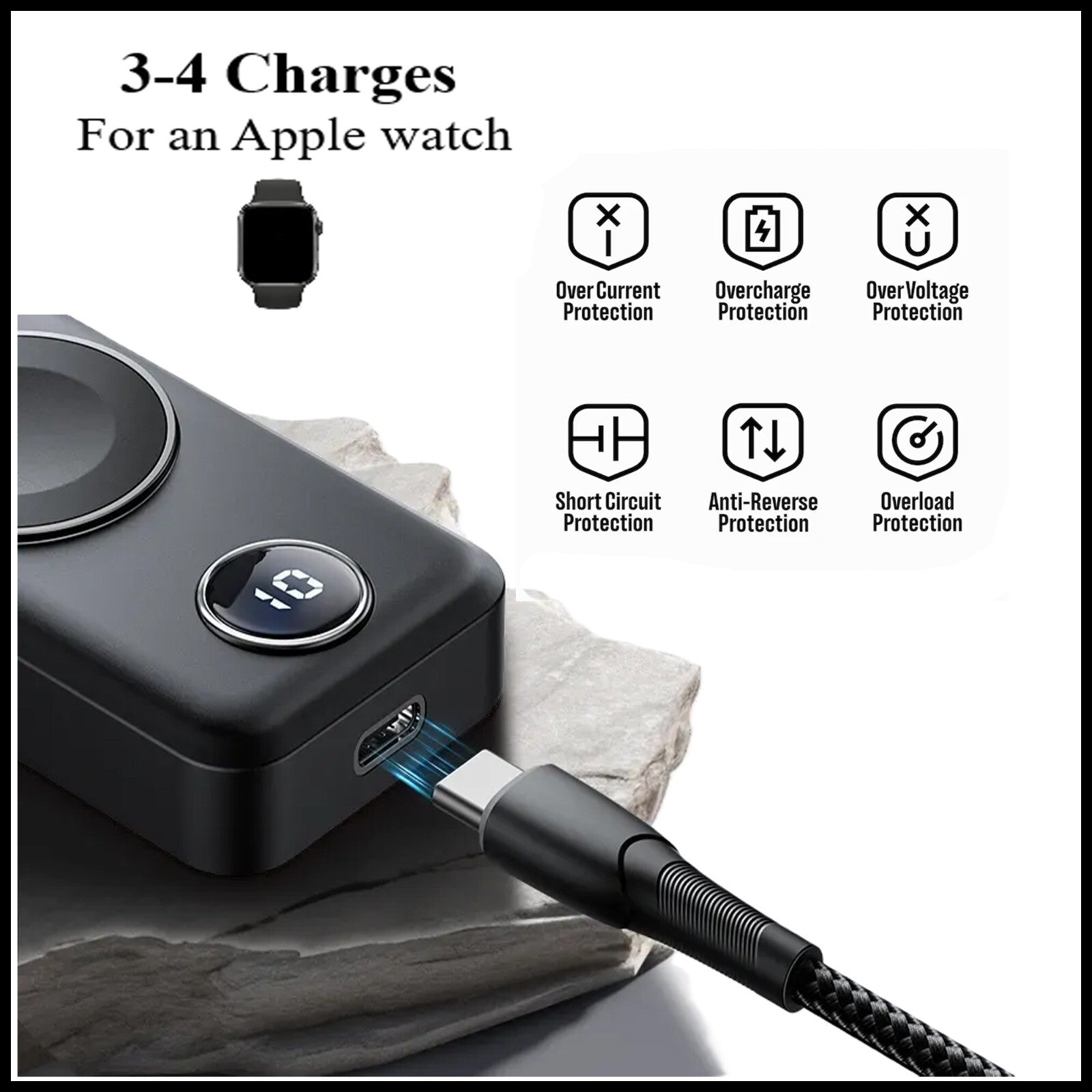 For Joyroom 2000mAh Portable Watch Wireless Charger -Digital Display & Keychain