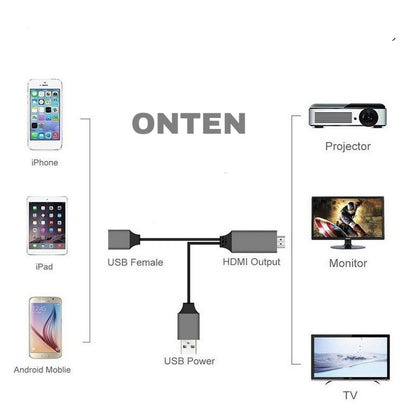 Onten Universal HDMI 4K 1080P HD TV  Adapter Cable for All Mobile Phones