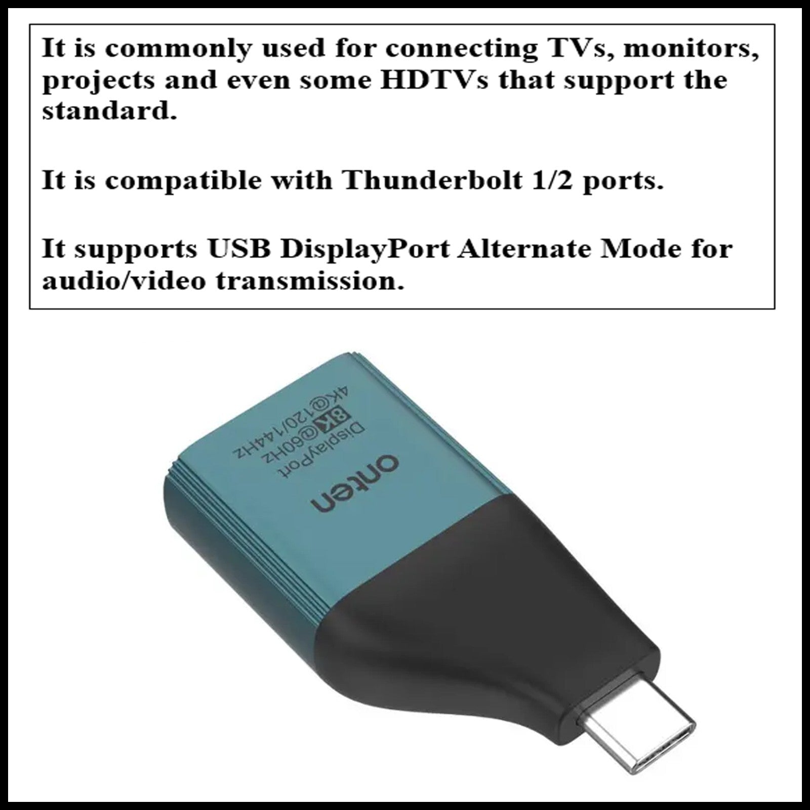 For Onten USB-C To Display Port (DP) Adapter 8K 60Hz Video Converter