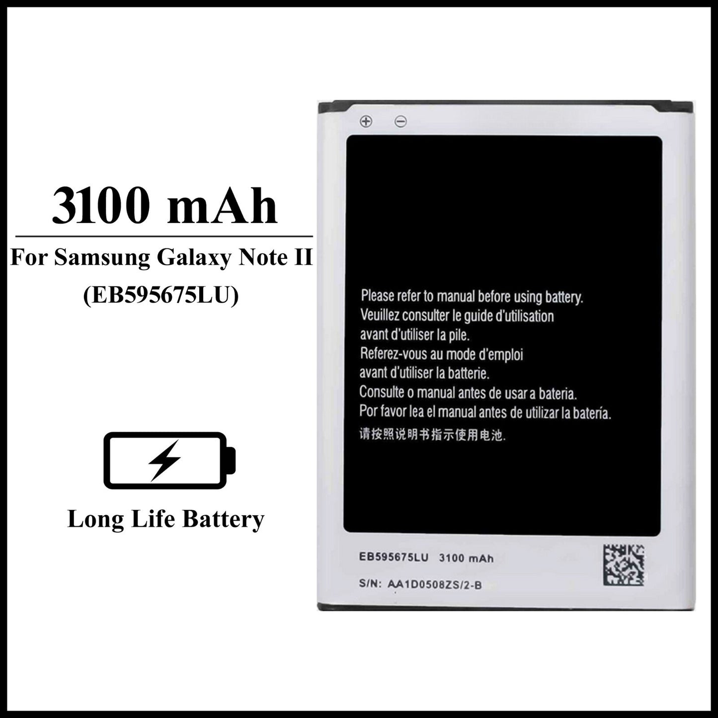 For Samsung Galaxy Note II/Note 2(GT-N7100)3100mAh+ Internal Replacement Battery
