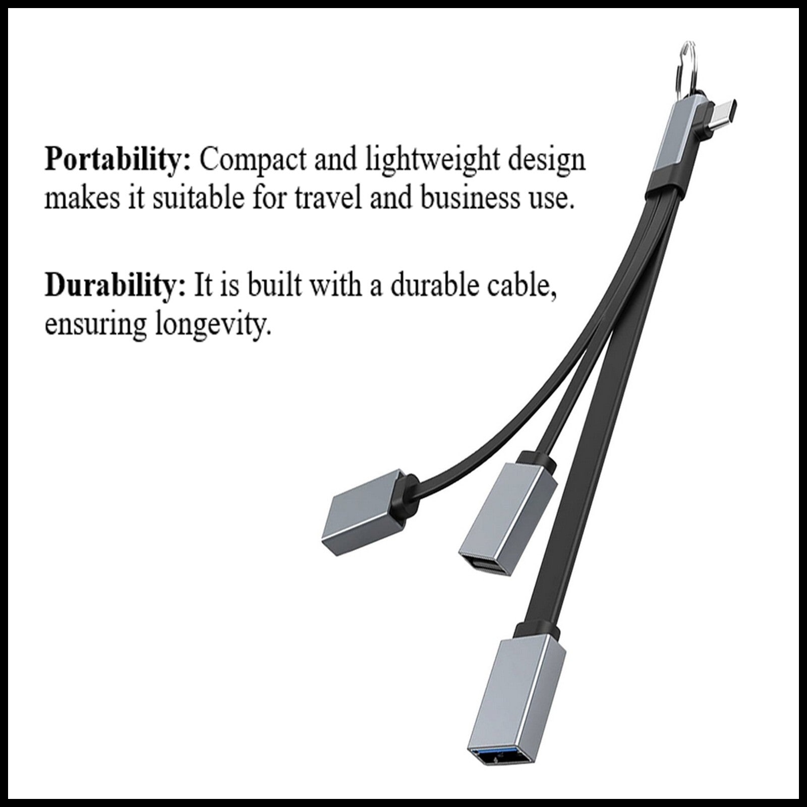 For Earldom USB-C Hub Card Reader 4-in-1 Extension Cable-2 USB Ports+ SD/TF Card