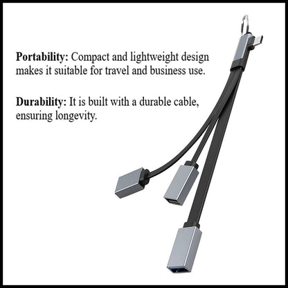 For Earldom USB-C Hub Card Reader 4-in-1 Extension Cable-2 USB Ports+ SD/TF Card
