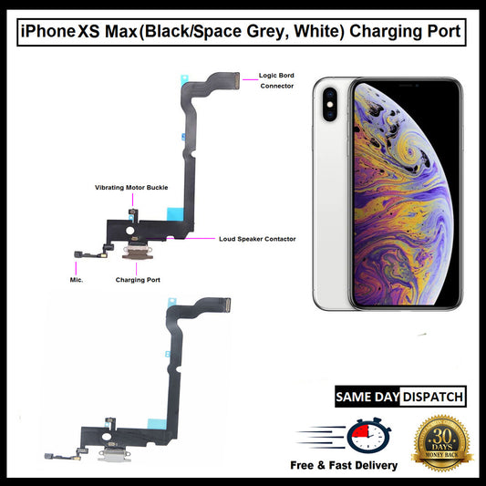 For i Phone Genuine Xs Max Charging Port Flex ( Black/Grey/White) With Mic 