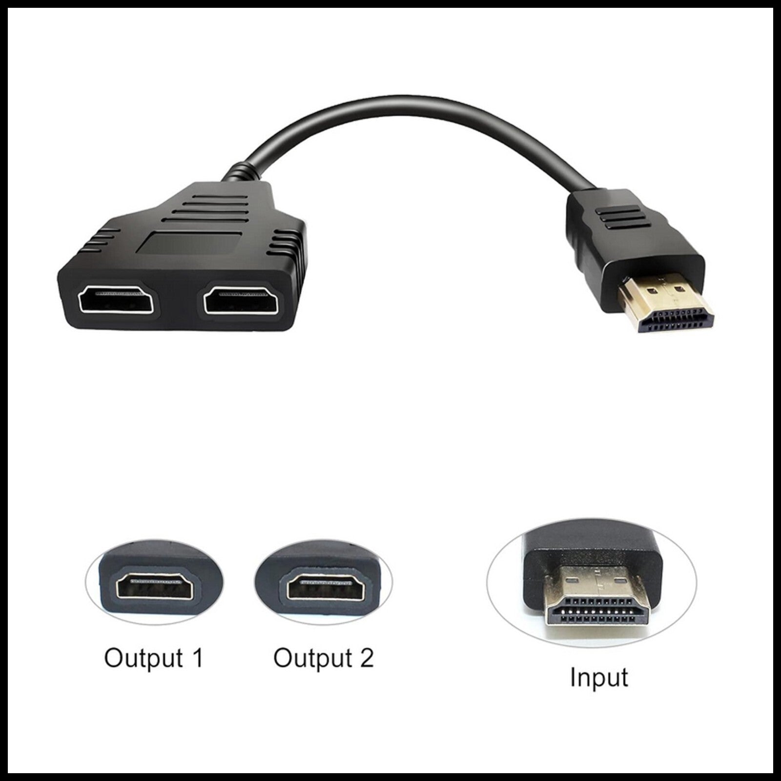 For HDMI Male to Dual Twin HDMI Female 1 in 2 Out Cable Adapter
