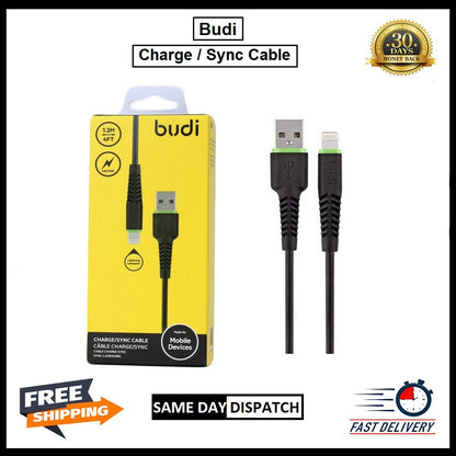 For Budi iPhone Fast Charging USB Sync Cable 1.2M- Black