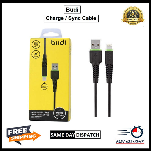 For Budi iPhone Fast Charging USB Sync Cable 1.2M- Black
