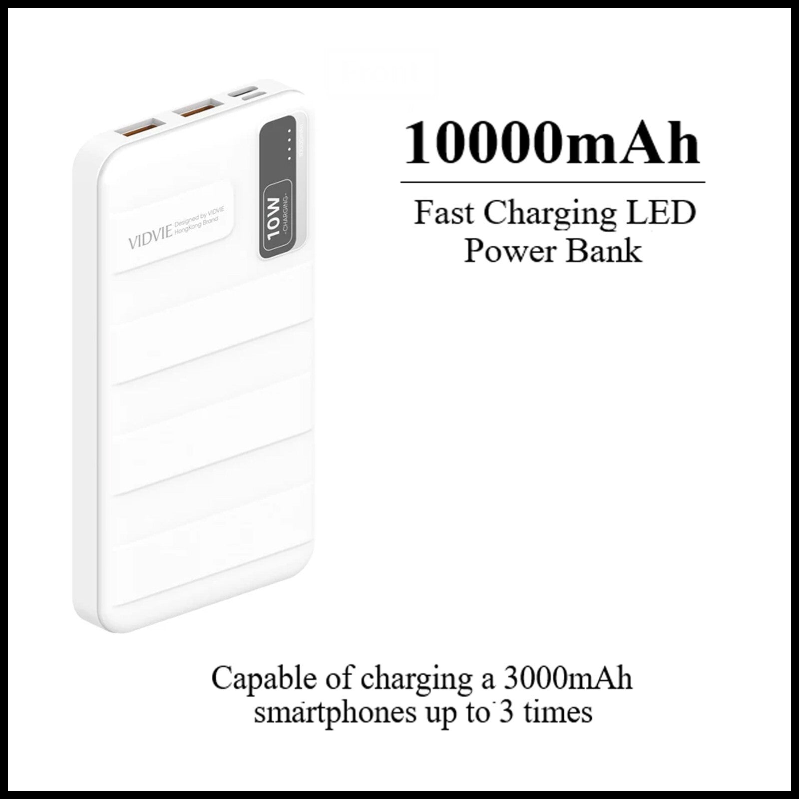 For Vidvie (PB771) 10000mAh LED Power Bank Fast Charging